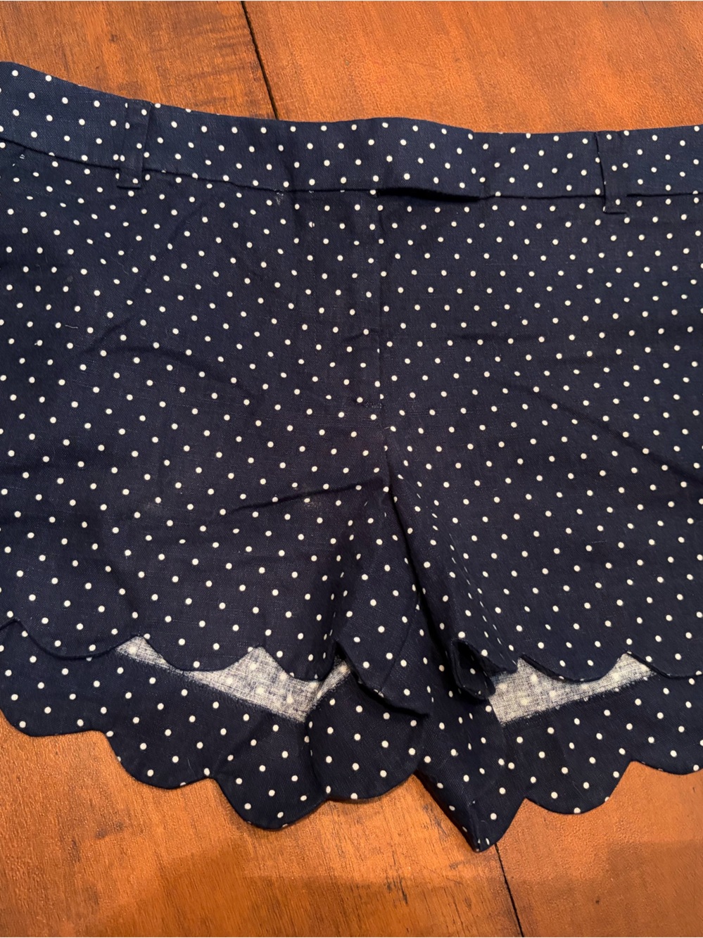 J Crew Women’s Navy Polk-a-Dot Scalloped 4 “ Shorts NWT